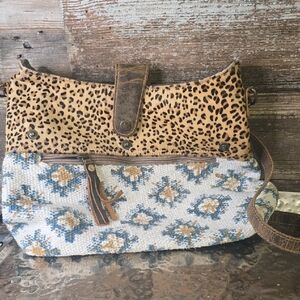 Myra Bag Leopard Print and Floral Pattern Women's Bag
